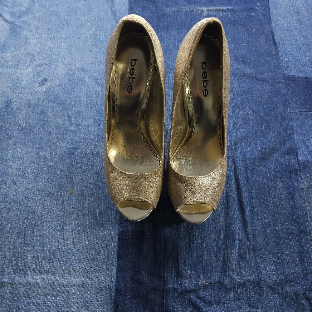 Bebe gold sparkle with stone heels